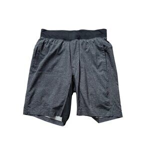 Lululemon Mens Gray Training Shorts With Liner M - Moisture-Wicking Lightweight